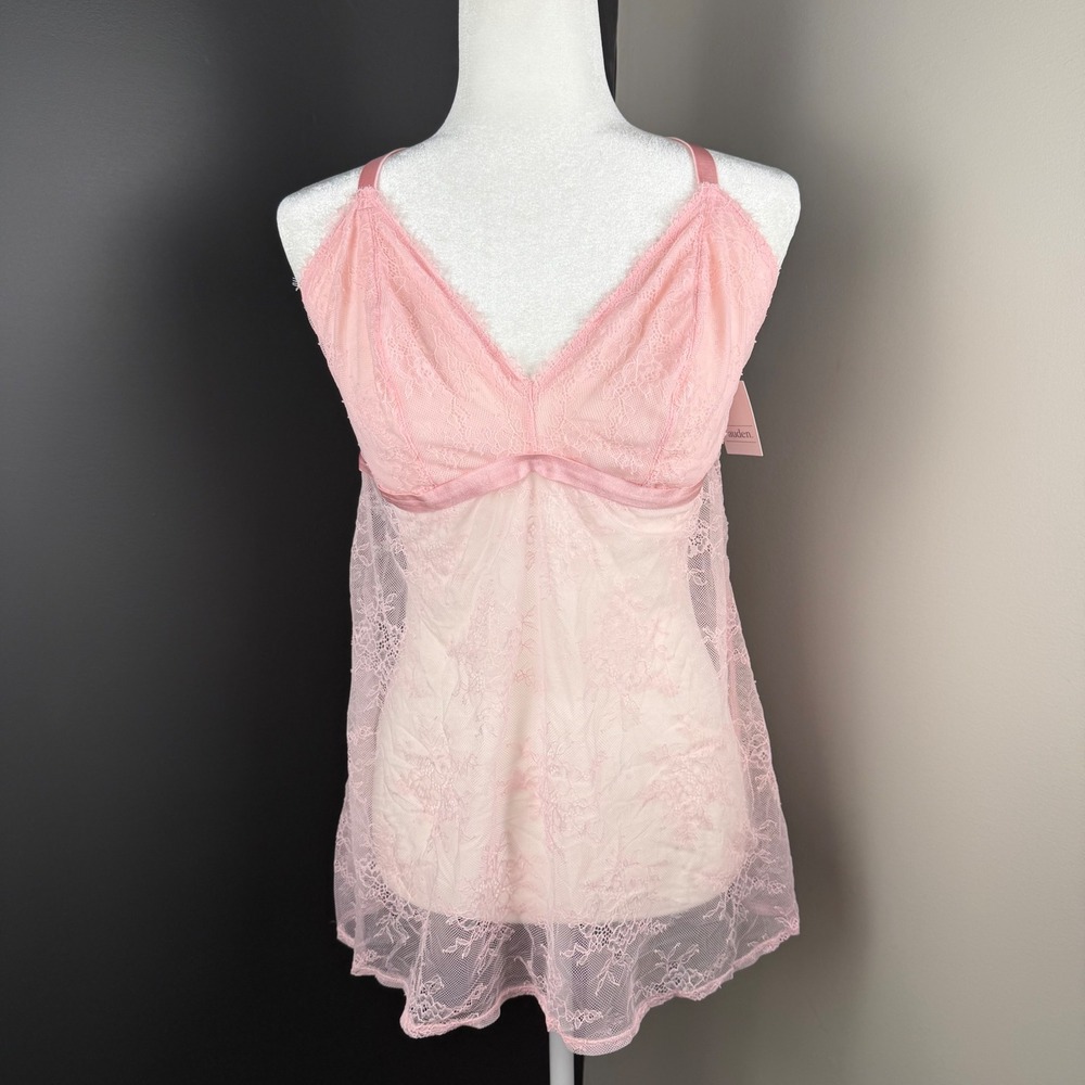Auden‎ Pink Lace Babydoll Lingerie Set XXL